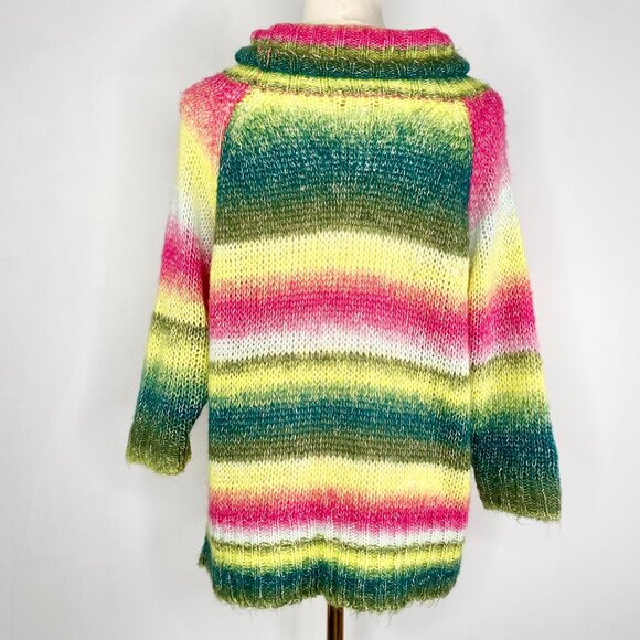 UnionBay - Pink + green cable knit sweater - Picture 2 of 8